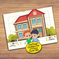 2147869098 Okuldaki İki Arkadaş Çocuklara Özel Puzzle Yapboz Tablo