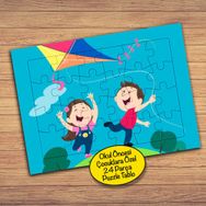 2147902350 Uçurtma Uçuran Arkadaşlar Çocuklara Özel Puzzle Yapboz Tablo
