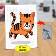 2147995340 Tatlı Kedi İllüstrasyonu 99 Parça Puzzle Yapboz Tablo