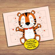 2148013795 Sevgi Dolu Minik Kaplan Çocuklara Özel Puzzle Yapboz Tablo