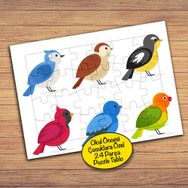 2148050004 Renkli Sevimli Minik Kuşlar Çocuklara Özel Puzzle Yapboz Tablo