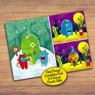 22674 Değişik Canavarlar Çocuklara Özel Puzzle Yapboz Tablo
