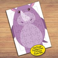 22987 Mor Renkli Su Aygırı Çocuklara Özel Puzzle Yapboz Tablo