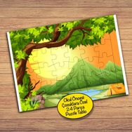 23189 Dağ Ve Ağaç Doğa Manzara Çocuklara Özel Puzzle Yapboz Tablo