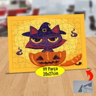 232147914682 Şapkalı Huysuz Kedi 99 Parça Puzzle Yapboz Tablo