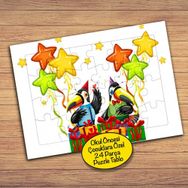 23308 Yıldızlar Sevimli Eğlenceli Kuşlar Çocuklara Özel Puzzle Yapboz Tablo
