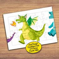 23363 Ateş Çıkaran Ejderha Çocuklara Özel Puzzle Yapboz Tablo