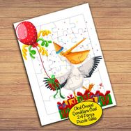 23619 Kanatlı Hayvan Pelikan Çocuklara Özel Puzzle Yapboz Tablo