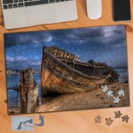 238 Kıyıya Terk Edilmiş Kayık 240 Parça Puzzle Yapboz Tablo