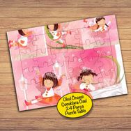 23803 Pembe Dünyada Kız Çocuklara Özel Puzzle Yapboz Tablo
