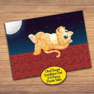 23907 Dolnay Çatıda Uzanan Kedi Çocuklara Özel Puzzle Yapboz Tablo