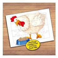 23915 Yemek Yiyen Mutlu Tavuk Çocuklara Özel Puzzle Yapboz Tablo