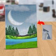 24 Ay Çıkmış Gökyüzü Altında Nehir 99 Parça Puzzle Yapboz Tablo