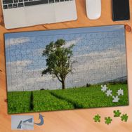 244 Yeşil Çimenler Üstünde Ağaç 240 Parça Puzzle Yapboz Tablo