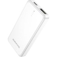2500MAH Powerbank iPhone ile Uyumlu Şarj Seviyesi LED Gösterli Kompak ve Hafif Minimalist Tasarım Güç Bankası BJ48 - Beyaz