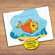 25PZ Sevimli Turuncu Balık Çocuklara Özel Puzzle Yapboz Tablo