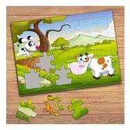 27154 Sevimli İnek Ve Köpek Çocuklara Özel Puzzle Yapboz Tablo