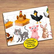2806 Kedi Horoz Ördek Tavşan Çocuklara Özel Puzzle Yapboz Tablo