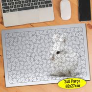 28380 Gri Zeminde Sevimli Yavru Tavşan 240 Parça Puzzle Yapboz