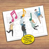 28566 Müzik Notaları Ve İnsanlar 24 Parça Çocuklara Özel Yapboz Tablo
