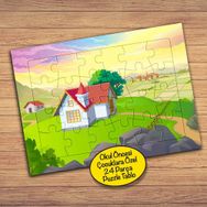 28821 Dağdaki Ev Çocuklara Özel Puzzle Yapboz Tablo