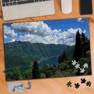293 Yeşil ve Mavi Doğa Manzarası 240 Parça Puzzle Yapboz Tablo