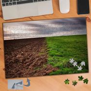 298 Kuru Toprak Yeşil Çimen Ve Gökyüzü 240 Parça Puzzle Yapboz Tablo