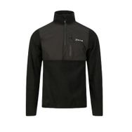 2AS Petan Yarım Fermuarlı Parçalı Polar Siyah Erkek Sweatshirt
