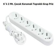 2'li 6 Metre Topraklı Çocuk Korumalı Grup Priz
