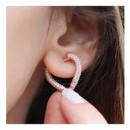3 Boyutlu Kalp Rose Gold Kaplama Gümüş Küpe