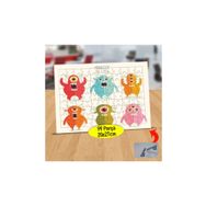 3 Renkli Sevimli Canavar Arkadaşlar 99 Parça Puzzle Yapboz Tablo