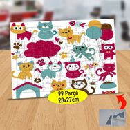 31 Pati İzleri Ve Renkli Kedicikler 99 Parça Puzzle Yapboz Tablo