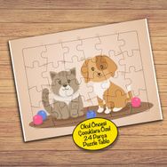 312PZ Kedi Köpek Dostluğu Çocuklara Özel Puzzle Yapboz Tablo
