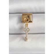 316L Çelik Gold Renk Sallantı Zirkon Taşlı Anahtar Model Nomination Charm