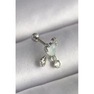 316L Çelik Gümüş Renk Beyaz Minelik Kalp Sallantı Zirkon Taş Detay Tragus Piercing