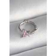 316L Çelik Gümüş Renk Pembe Zirkon Taşlı Kelebek Model Tragus Piercing - Tj-Pr1331