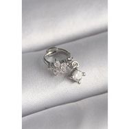 316L Çelik Gümüş Renk Zirkon Taşlı Çiçek Model Sallantı Detay Tragus Piercing - Tj-Pr1311