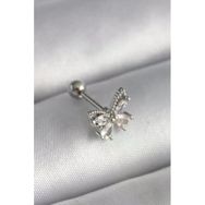 316L Çelik Gümüş Renk Zirkon Taşlı Tragus Piercing - TJ-PR1233