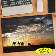 345716 Deve ve İnsan Silüetleri Manzara 240 Parça Puzzle Yapboz