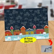 3566 Kar Kristalleri ve Ev Manzarası 99 Parça Puzzle Yapboz Tablo