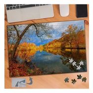 384 Turuncu Yapraklı Ağaçlar Göl 240 Parça Puzzle Yapboz Tablo