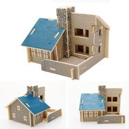 3D Ahşap Mavi Ev Puzzle