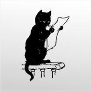 40 cm Gazete Okuyan Kedi Folyo Sticker