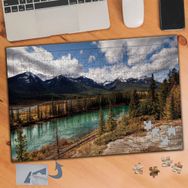 400 Bulutlu Gökyüzü Yeşil Göl Doğa 240 Parça Puzzle Yapboz Tablo