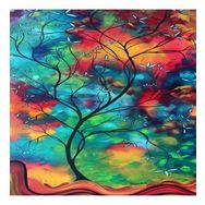 40x50 cm Renkli Ağaç Sayılarla Boyama Seti Çerçevesiz Duvar Sticker