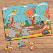 41455 Masalsı Ormanda Kuşlar Çocuklara Özel Puzzle Yapboz Tablo