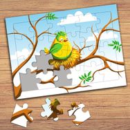 41464 Yuvadaki Sevimli Kuş Çocuklara Özel Puzzle Yapboz Tablo