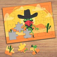 41468 Maskeli Kovboy Çocuklara Özel Puzzle Yapboz Tablo