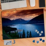 431 Karanlık Gök Mavi Göl Dağ 240 Parça Puzzle Yapboz Tablo