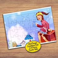 43701 Kar Oynayan Kız Çocuklara Özel Puzzle Yapboz Tablo